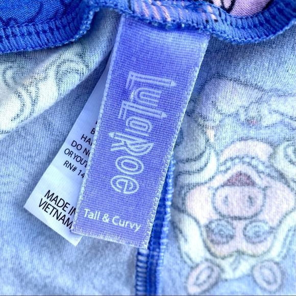 Lularoe Disney Miss Piggy Muppets Blue Tall and Curvy Leggings - Picture 2 of 8